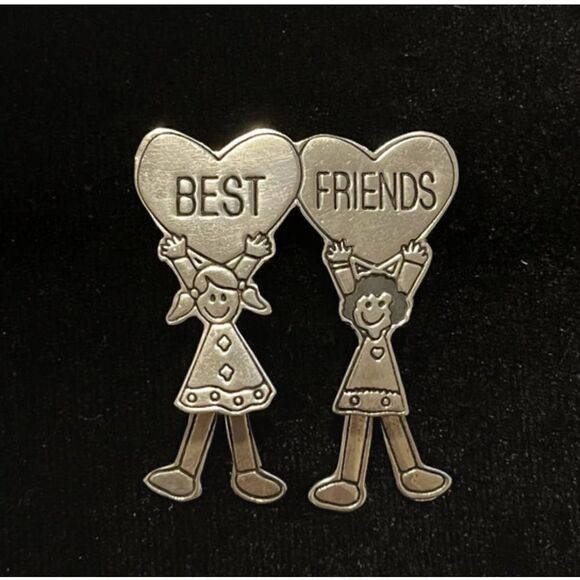 Vintage Best Friends Sterling Silver Mexican Pin - Picture 2 of 7